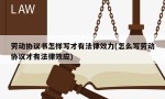 劳动协议书怎样写才有法律效力(怎么写劳动协议才有法律效应)