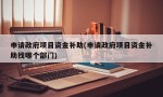 申请政府项目资金补助(申请政府项目资金补助找哪个部门)